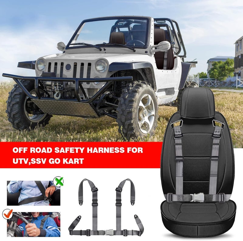Yakitoko Universal 4 point Safety Harness Set 2" Fits Go Kart,UTV,ATV,Racing Gray - Image 2